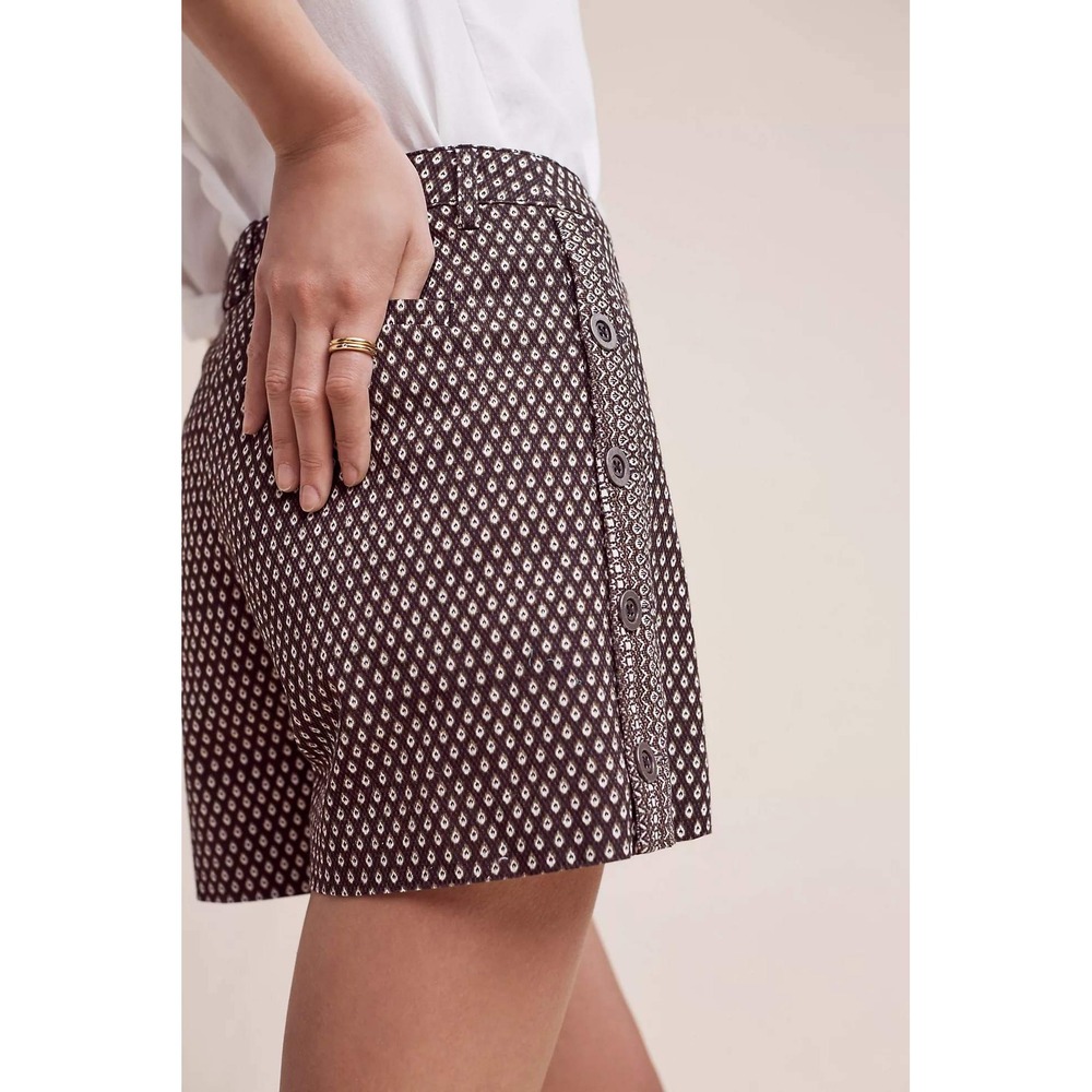 Anthropologie Cartonnier Buttoned High Rise Shorts Womens 4 Black Coastal Sailor